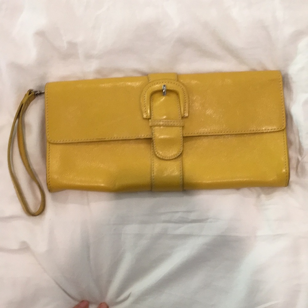 Leather Clutch, Yellow